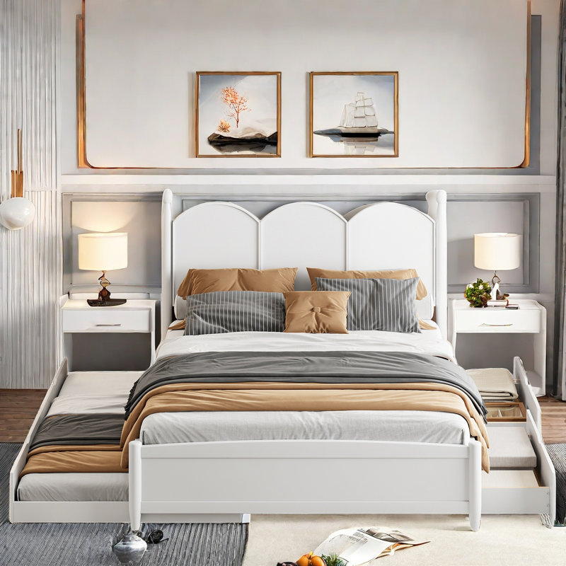 Bed frame with big headboard top